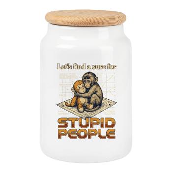 Trouvons un remède pour les gens stupides Monkey Punch - Boîte à biscuits avec couvercle en bois - blanc - Devant