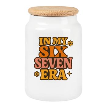 Dans mon mème d’humour italien de la pourriture cervementale de l’ère 67 des Six Sept - Boîte à biscuits avec couvercle en bois - blanc - Devant
