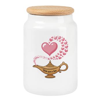 Souhait sur une étoile Lampe à vœu Cœur Magie Amour - Boîte à biscuits avec couvercle en bois - blanc - Devant