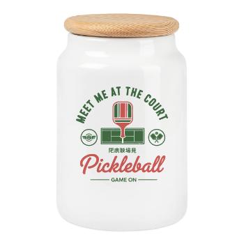 Pickleball Meet Me At The Court Game On Funny - Cookie Jar with Wooden Lid - white - Front