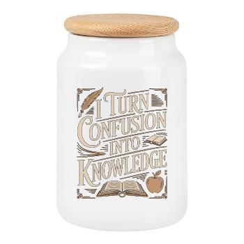 High School Teacher I Turn Confusion Into Teaching - Cookie Jar with Wooden Lid - white - Front