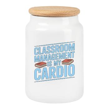 High School Teacher Classroom Management Education - Cookie Jar with Wooden Lid - white - Front