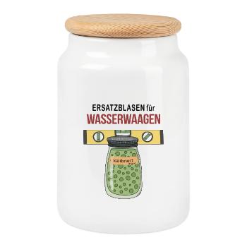 Ersatzblasen für Wasserwaagen Lustig Handwerk - Keksdose mit Holzdeckel - Weiß - Vorne