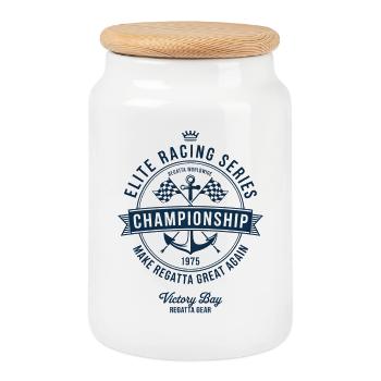 Régate Voile Chemise Voilier Yacht Équipage - Boîte à biscuits avec couvercle en bois - blanc - Devant