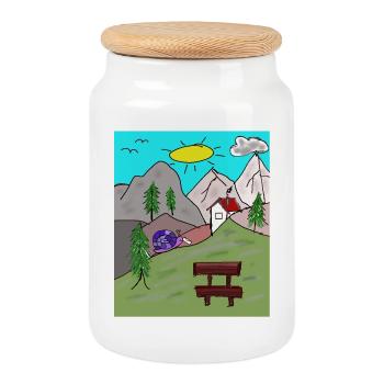 Alpen Schnecken Post Brief Gebirge Alm Postbote - Keksdose mit Holzdeckel - Weiß - Vorne