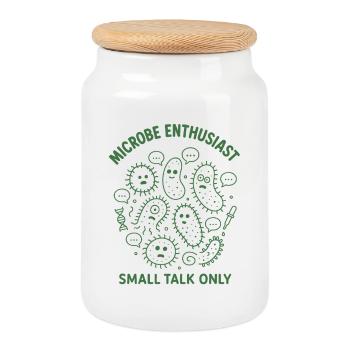 Microbe Talk Only | Microbiology Humor - Cookie Jar with Wooden Lid - white - Front