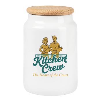 Pickleball Kitchen Crew Heart Of The Court Funny - Cookie Jar with Wooden Lid - white - Front