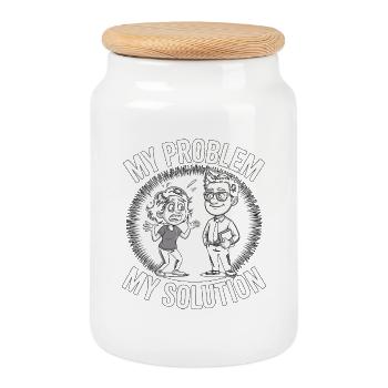 High School Teacher My Problem My Pictogram Dad - Cookie Jar with Wooden Lid - white - Front