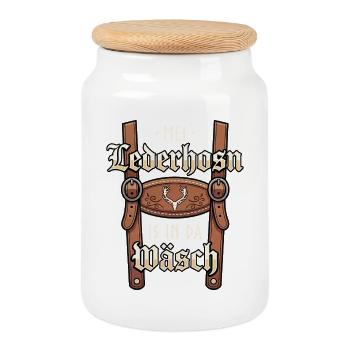 Lederhose T-Shirt Herren Trachtenshirt Tracht - Keksdose mit Holzdeckel - Weiß - Vorne