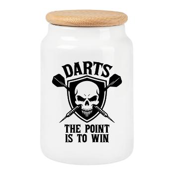 Darts The Point Is To Win Skull Shield Sport - Cookie Jar with Wooden Lid - white - Front