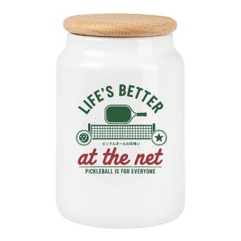 La vie d’un joueur de pickleball est meilleure à The Net Love - Boîte à biscuits avec couvercle en bois - blanc - Devant