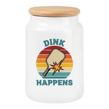 Pickleball-lustiger Spieler Dink Happens Love - Keksdose mit Holzdeckel - Weiß - Vorne
