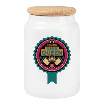 Pickleball Dink Queen Lustige Spielerin Love Pickleball - Keksdose mit Holzdeckel - Weiß - Vorne