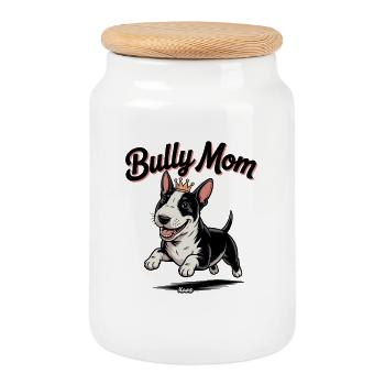 Crowned Bulldog Bully Mom - Cookie Jar with Wooden Lid - white - Front