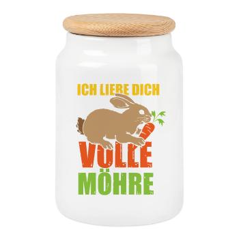 Ich liebe dich volle Möhre Valentinstag - Keksdose mit Holzdeckel - Weiß - Vorne