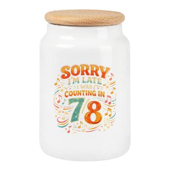Trop tard à cause du 7/8 | Humour des professeurs de musique - Boîte à biscuits avec couvercle en bois - blanc - Devant