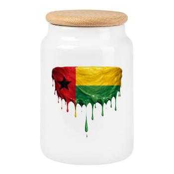 GuineaBissau Paint Drop Flag - Cookie Jar with Wooden Lid - white - Front