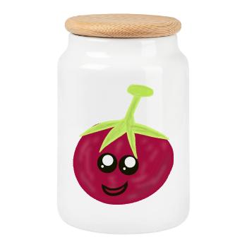 Tomatoes Tomatoes Vegetables Kawaii Hobby Gardener - Cookie Jar with Wooden Lid - white - Front