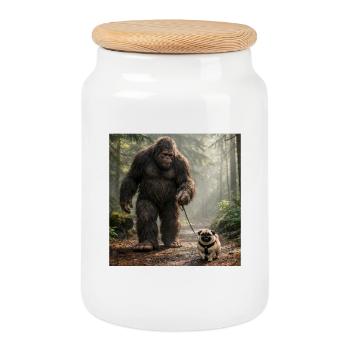 Scène drôle de randonnée matinale entre Bigfoot et Carlin - Boîte à biscuits avec couvercle en bois - blanc - Devant