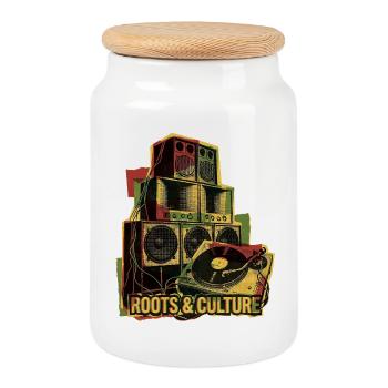 Système de son Roots Reggae Dub - Boîte à biscuits avec couvercle en bois - blanc - Devant