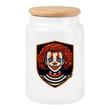 Harlequin Fury Shield Clown - Cookie Jar with Wooden Lid - white - Front