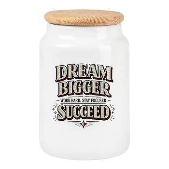 Rêver plus grand Réussir Taux de réussite Vintage - Boîte à biscuits avec couvercle en bois - blanc - Devant