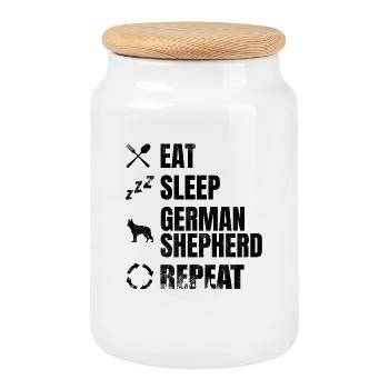 Eat Sleep German Shepherd Repeat - Keksdose mit Holzdeckel - Weiß - Vorne