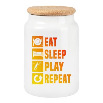 Idée cadeau pour un tennis avec tennis - Boîte à biscuits avec couvercle en bois - blanc - Devant