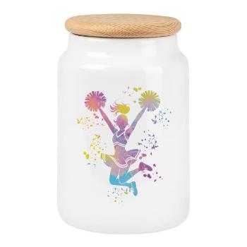 Cheerleader Cheer Mom Cheerleading - Keksdose mit Holzdeckel - Weiß - Vorne