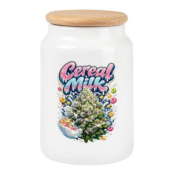 Cereal Milk Graffiti Print - Cookie Jar with Wooden Lid - white - Front