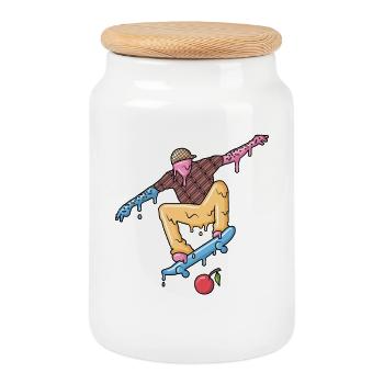 Skaten Eiscreme Skateboarder Skater Skateboard - Keksdose mit Holzdeckel - Weiß - Vorne