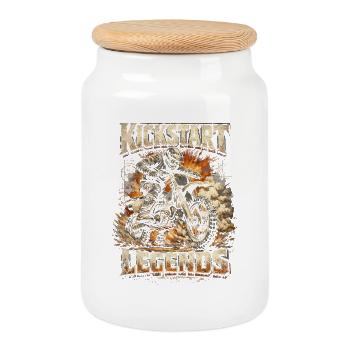 Dirtbike Dirt Bike Motocross Kickstart Legends - Cookie Jar with Wooden Lid - white - Front