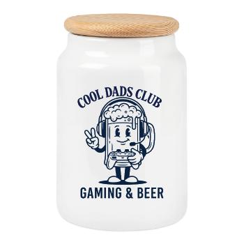 Gamer Dad Shirt Gaming Beer Dad Gift - Cookie Jar with Wooden Lid - white - Front