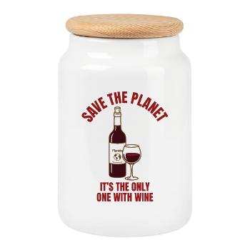 Save Water Drink Wine Shirt Funny - Cookie Jar with Wooden Lid - white - Front