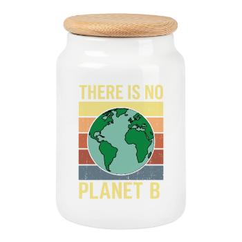 There Is No Planet B Shirt Retro Umwelt - Keksdose mit Holzdeckel - Weiß - Vorne