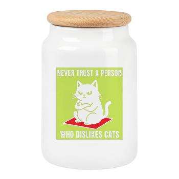 Ne faites jamais confiance aux détesteurs des chats - Boîte à biscuits avec couvercle en bois - blanc - Devant