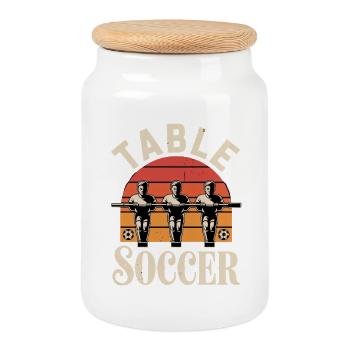 Évolution du Foot de table Baby-foot Drôle Baby-foot - Boîte à biscuits avec couvercle en bois - blanc - Devant