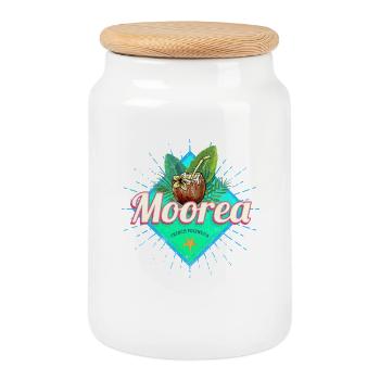 Moorea Französisch-Polynesien Insel Souvenir - Keksdose mit Holzdeckel - Weiß - Vorne