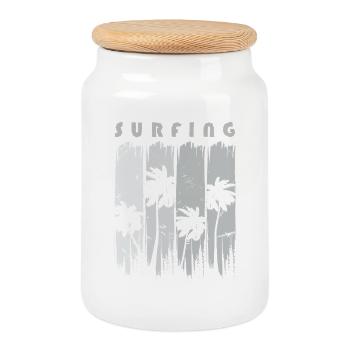 Surf Surfen Surfer - Cookie Jar with Wooden Lid - white - Front