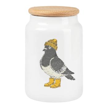 Penguin with hat and boots - Cookie Jar with Wooden Lid - white - Front