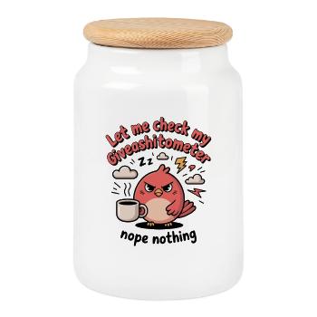 Let Me Check My Giveashitometer Nope Nothing - Cookie Jar with Wooden Lid - white - Front