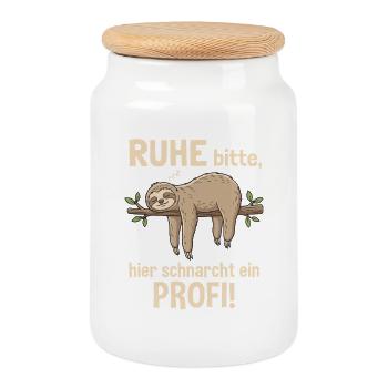 Faultier Schnarchen Shirt Lustig Schlafen Humor - Keksdose mit Holzdeckel - Weiß - Vorne
