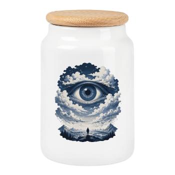 Day's view in the cloud's eye - Cookie Jar with Wooden Lid - white - Front