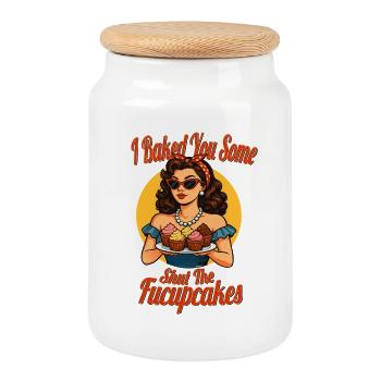 Je t’en ai fait – Chemise rétro drôle de pâtisserie - Boîte à biscuits avec couvercle en bois - blanc - Devant