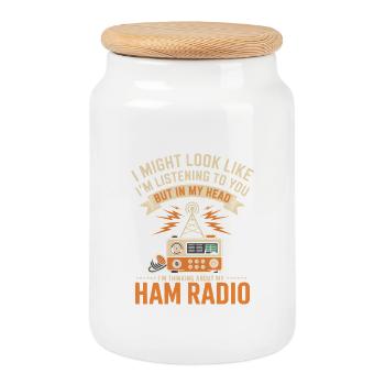 T-shirt rétro Radio Radio Amateur - Boîte à biscuits avec couvercle en bois - blanc - Devant