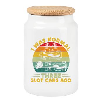 Vintage Retro I Was Normal Three Slot Cars Ago - Keksdose mit Holzdeckel - Weiß - Vorne