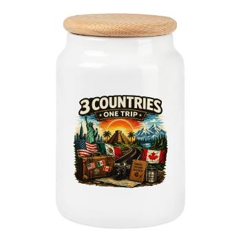 3 Countries 1 Trip 2026 - Cookie Jar with Wooden Lid - white - Front