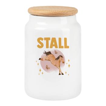 Équitation Amateurs de chevaux Écuries à cheval Chevaux - Boîte à biscuits avec couvercle en bois - blanc - Devant