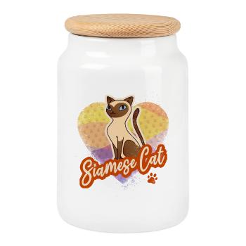 Siamkatze Vintage Katzen Design für Tierliebhaber - Keksdose mit Holzdeckel - Weiß - Vorne