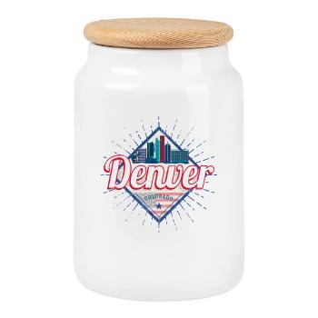 Denver Colorado Vereinigte Staaten USA Souvenir - Keksdose mit Holzdeckel - Weiß - Vorne